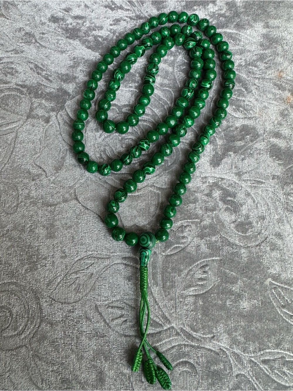 Genuine Malachite 108 Mala Bead Necklace